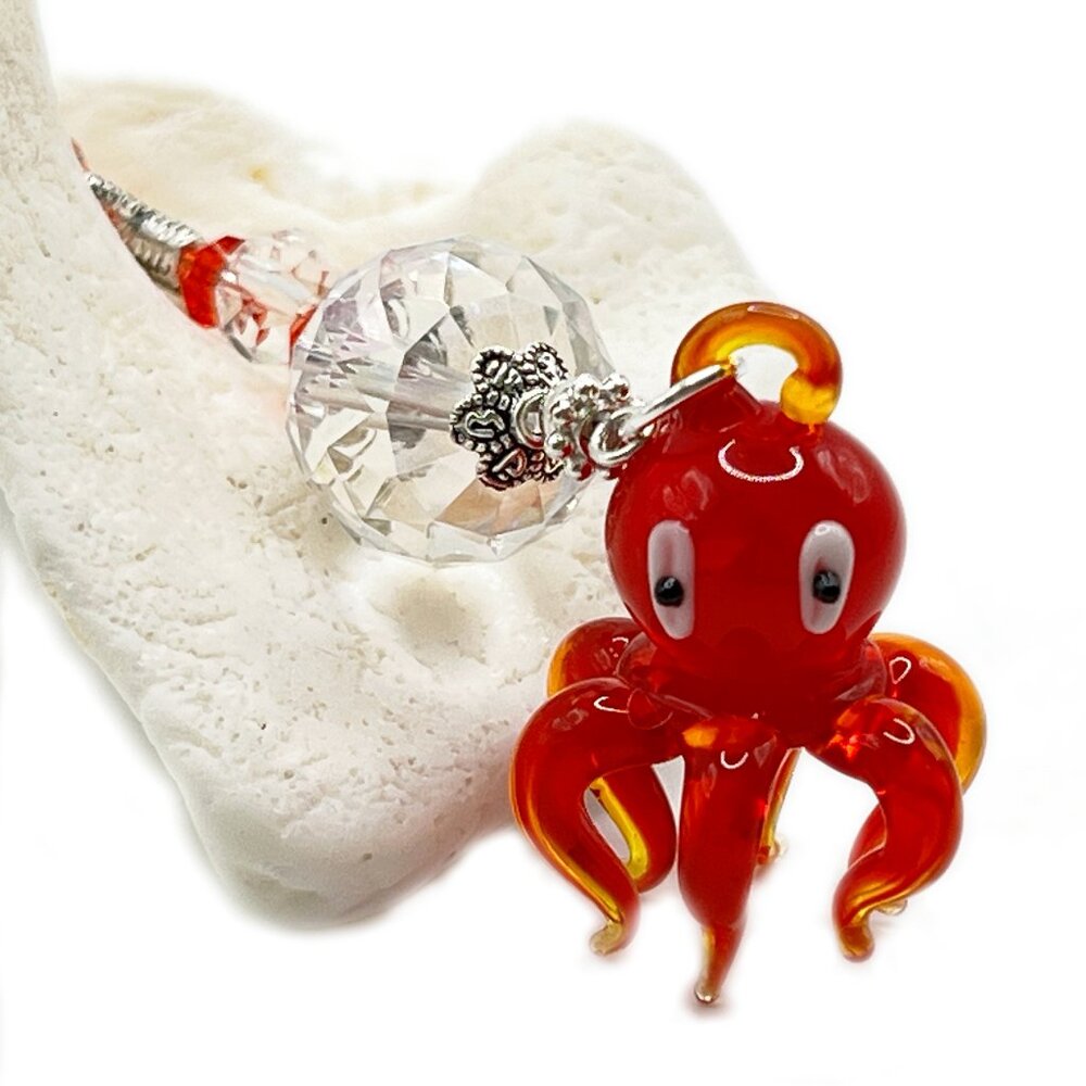 Glass Octopus Sun Catcher Rear View Mirror Charm